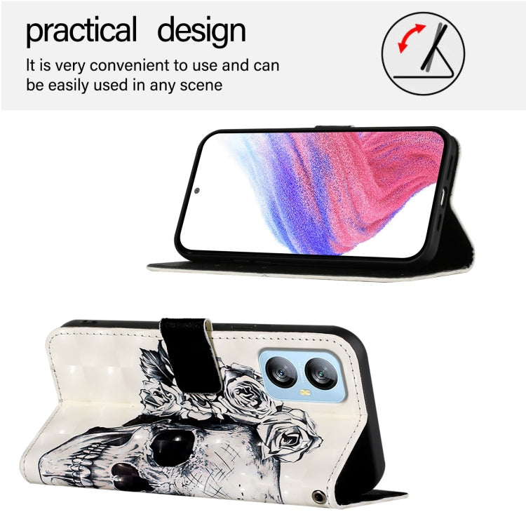 For Blackview A52 3D Painting Horizontal Flip Leather Phone Case(Skull) - More Brand by buy2fix | Online Shopping UK | buy2fix