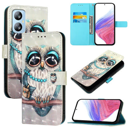 For Blackview A52 3D Painting Horizontal Flip Leather Phone Case(Grey Owl) - More Brand by buy2fix | Online Shopping UK | buy2fix