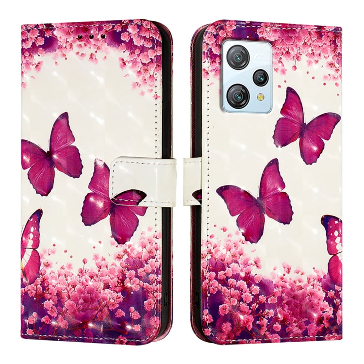 For Blackview A53 3D Painting Horizontal Flip Leather Phone Case(Rose Butterfly) - More Brand by buy2fix | Online Shopping UK | buy2fix