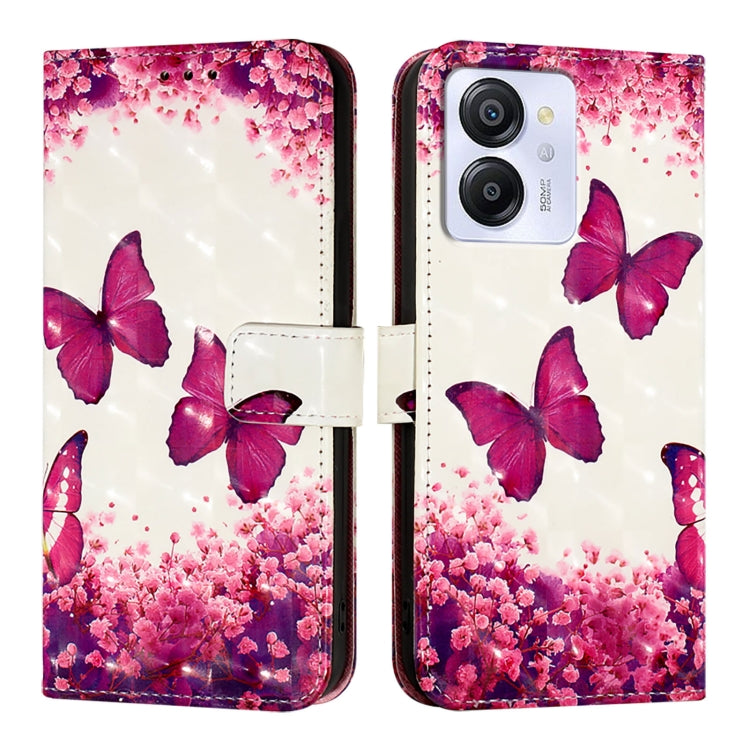 For Blackview Color 8 3D Painting Horizontal Flip Leather Phone Case(Rose Butterfly) - More Brand by buy2fix | Online Shopping UK | buy2fix