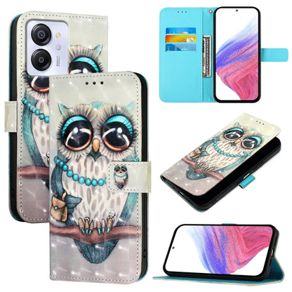 For Blackview Color 8 3D Painting Horizontal Flip Leather Phone Case(Grey Owl) - More Brand by buy2fix | Online Shopping UK | buy2fix