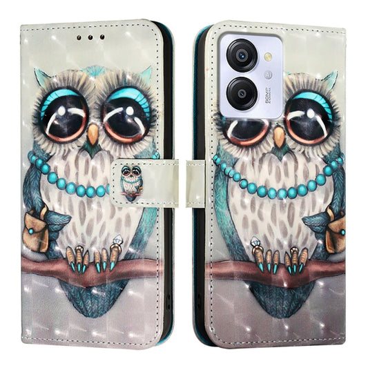 For Blackview Color 8 3D Painting Horizontal Flip Leather Phone Case(Grey Owl) by buy2fix