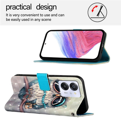 For Blackview Color 8 3D Painting Horizontal Flip Leather Phone Case(Grey Owl) - More Brand by buy2fix | Online Shopping UK | buy2fix