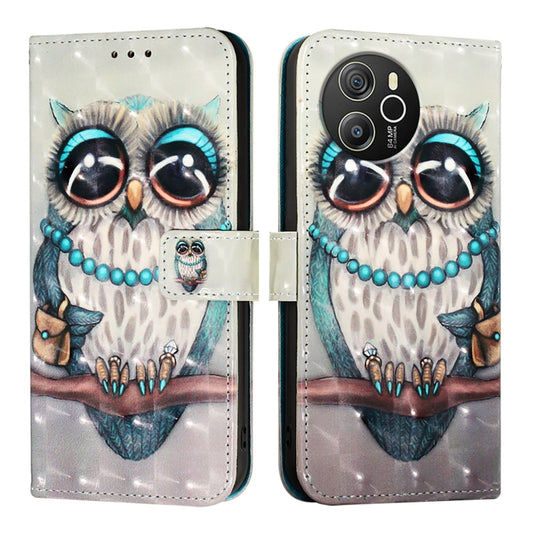 For Blackview Shark 8 3D Painting Horizontal Flip Leather Phone Case(Grey Owl) by buy2fix