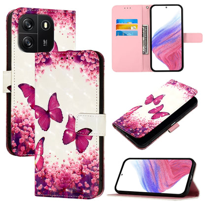 For Blackview Wave 6C 3D Painting Horizontal Flip Leather Phone Case(Rose Butterfly) - More Brand by buy2fix | Online Shopping UK | buy2fix