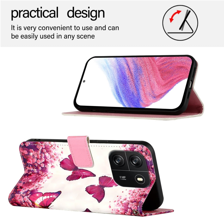 For Blackview Wave 6C 3D Painting Horizontal Flip Leather Phone Case(Rose Butterfly) - More Brand by buy2fix | Online Shopping UK | buy2fix