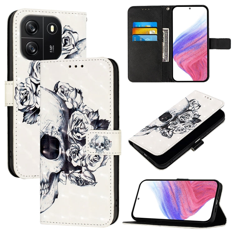 For Blackview Wave 6C 3D Painting Horizontal Flip Leather Phone Case(Skull) - More Brand by buy2fix | Online Shopping UK | buy2fix