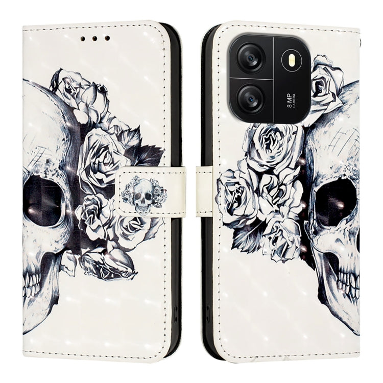 For Blackview Wave 6C 3D Painting Horizontal Flip Leather Phone Case(Skull) - More Brand by buy2fix | Online Shopping UK | buy2fix