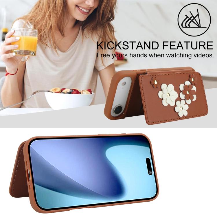 For iPhone Air Crossbody Flower Pattern Leather Phone Case(Brown) - iPhone Air Cases by buy2fix | Online Shopping UK | buy2fix