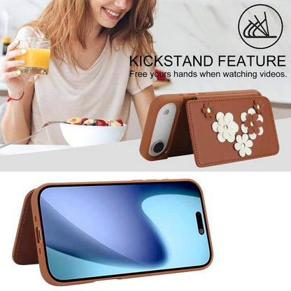 For iPhone Air Crossbody Flower Pattern Leather Phone Case(Brown) - iPhone Air Cases by buy2fix | Online Shopping UK | buy2fix