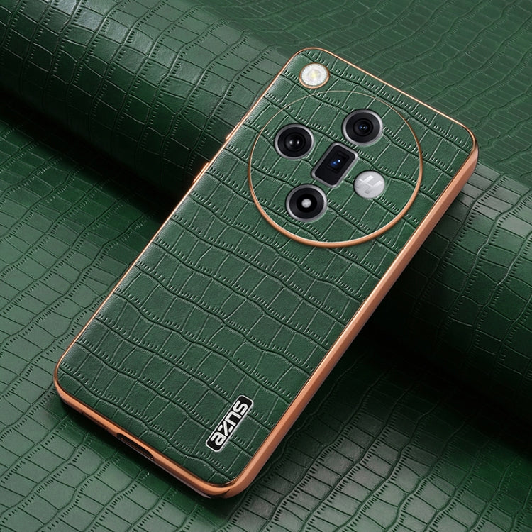 For OPPO Find X7 AZNS Electroplated Frame Crocodile Texture Full Coverage Phone Case(Green) - Find X7 Cases by AZNS | Online Shopping UK | buy2fix