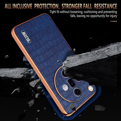 For OPPO Find X7 Ultra AZNS Electroplated Frame Crocodile Texture Full Coverage Phone Case(Blue) - Find X7 Ultra Cases by AZNS | Online Shopping UK | buy2fix