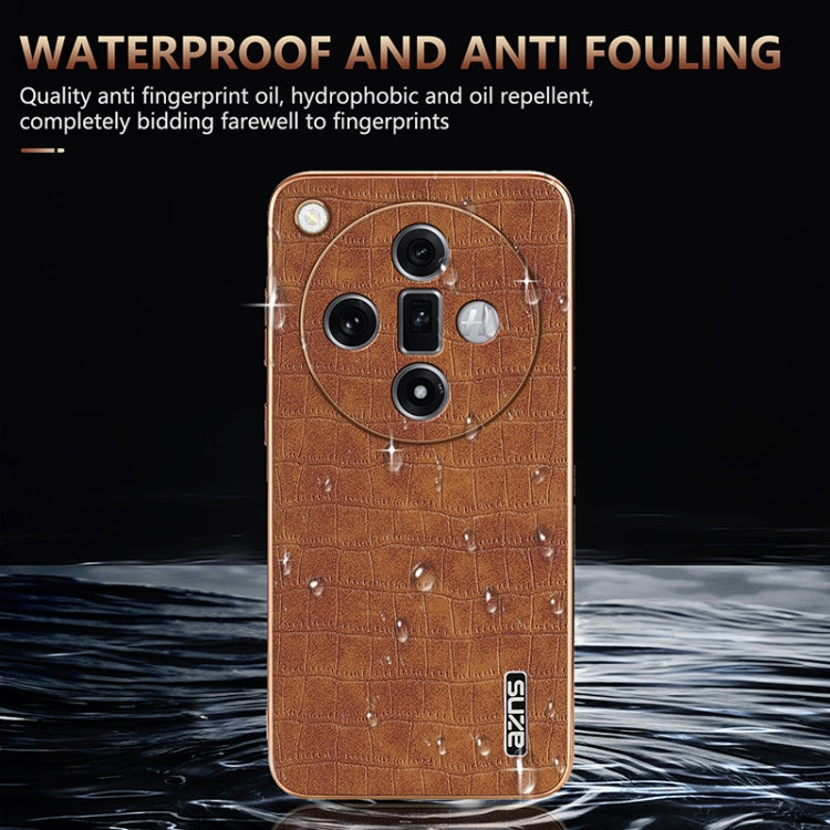 For OPPO Find X7 Ultra AZNS Electroplated Frame Crocodile Texture Full Coverage Phone Case(Blue) - Find X7 Ultra Cases by AZNS | Online Shopping UK | buy2fix