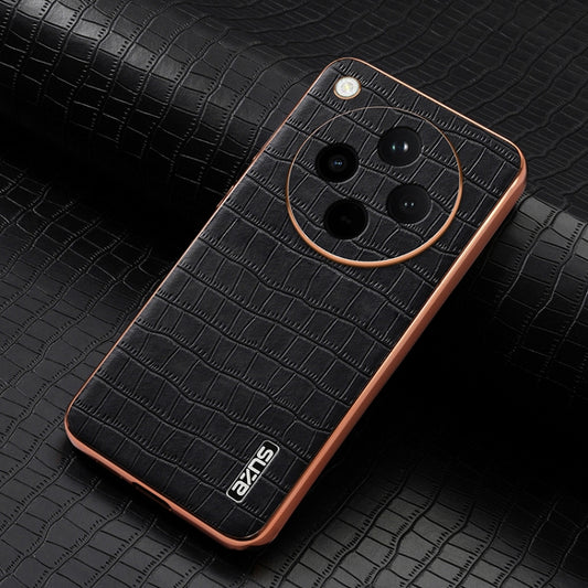 For OPPO Find X8 AZNS Electroplated Frame Crocodile Texture Full Coverage Phone Case(Black) by AZNS