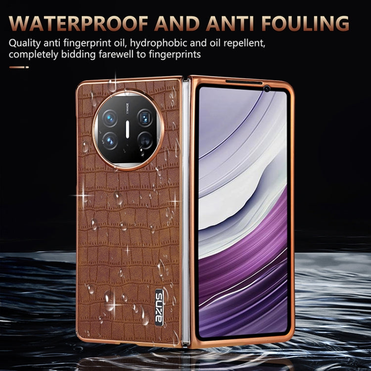 For Huawei Mate X3 / X5 AZNS Electroplated Frame Crocodile Texture Full Coverage Phone Case(Black) - Huawei Cases by AZNS | Online Shopping UK | buy2fix