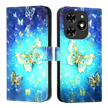 For Tecno Spark Go 2024 / Spark 20C 3D Painting Horizontal Flip Leather Phone Case(Golden Butterfly) by buy2fix