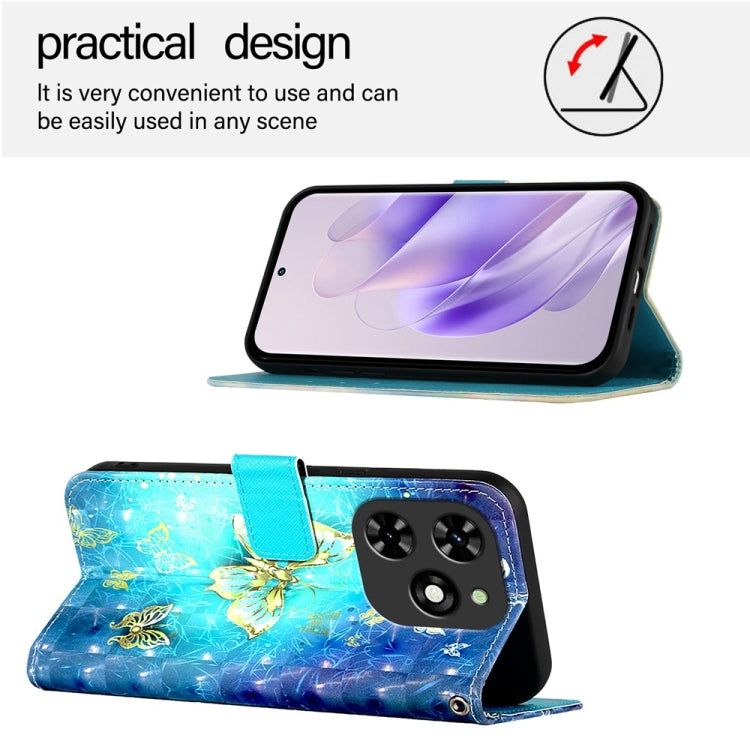 For Tecno Spark Go 2024 / Spark 20C 3D Painting Horizontal Flip Leather Phone Case(Golden Butterfly) by buy2fix
