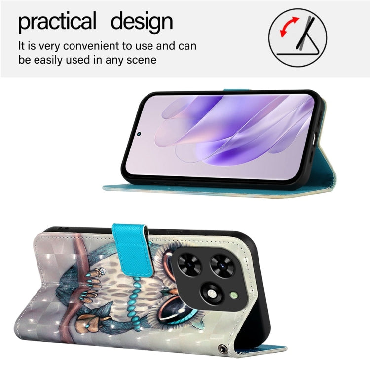 For Tecno Spark Go 2024 / Spark 20C 3D Painting Horizontal Flip Leather Phone Case(Grey Owl) by buy2fix
