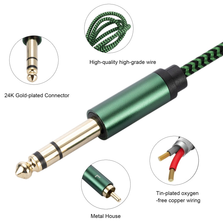 6.35mm Male to Dual RCA Female Audio Adapter Cable, Length:3m(Green) - RCA Cable by buy2fix | Online Shopping UK | buy2fix