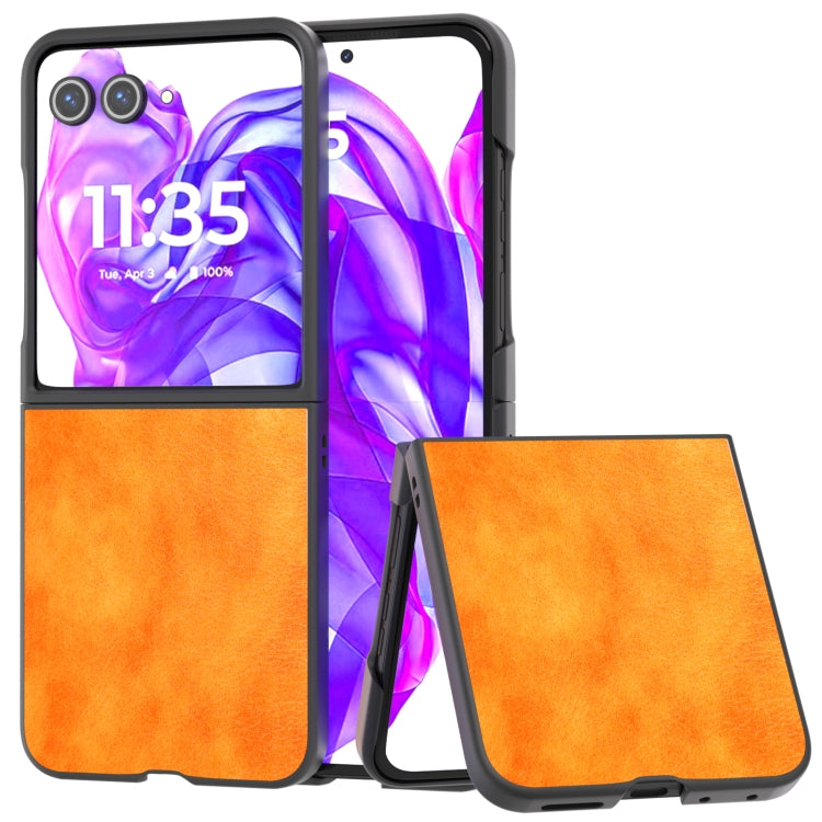 For Motorola Razr 50 Ultra Dual Color Lichi Texture PU Phone Case(Orange) by buy2fix