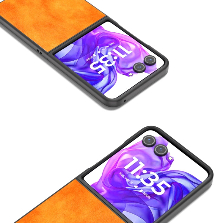 For Motorola Razr 50 Ultra Dual Color Lichi Texture PU Phone Case(Orange) by buy2fix