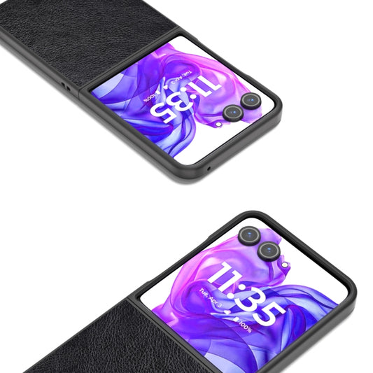 For Motorola Razr 50 Ultra Dual Color Lichi Texture PU Phone Case(Black) by buy2fix