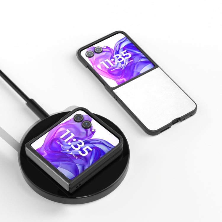 For Motorola Razr 50 Ultra Dual Color Lichi Texture PU Phone Case(White) by buy2fix