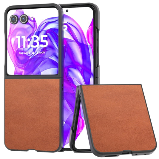 For Motorola Razr 50 Ultra Cowhide Texture PU Phone Case(Brown) by buy2fix