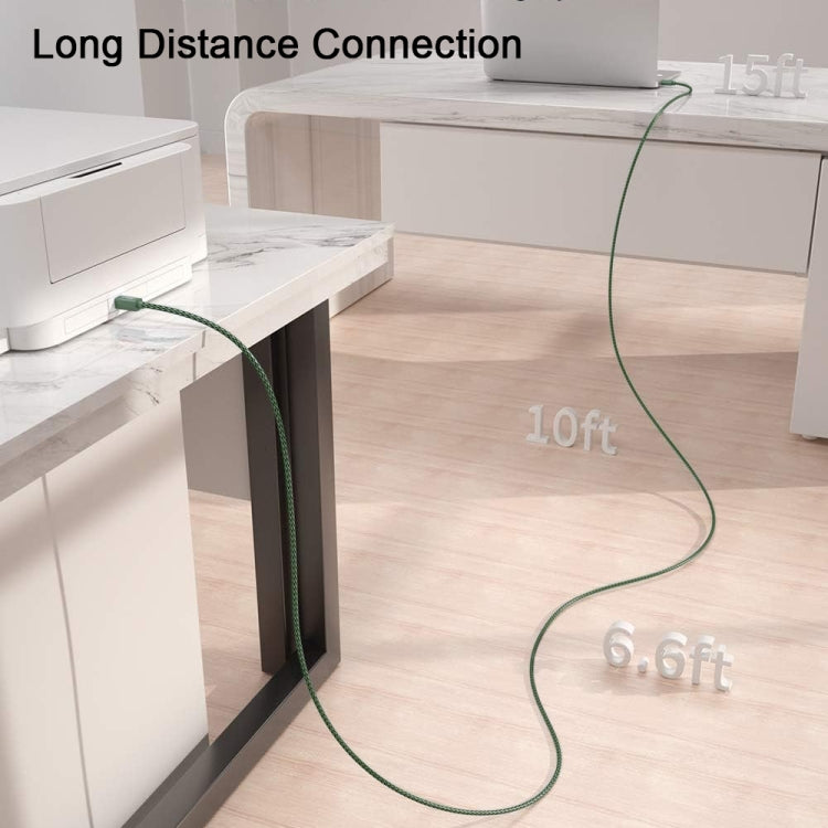 USB 2.0 to Square Port A/B Printer Adapter Cable, Length:2m(Green) - USB Cable by buy2fix | Online Shopping UK | buy2fix