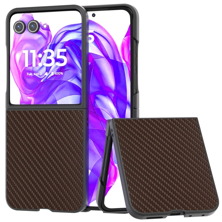 For Motorola Razr 50 Ultra Carbon Fiber Texture Protective Phone Case(Dark Brown) by buy2fix