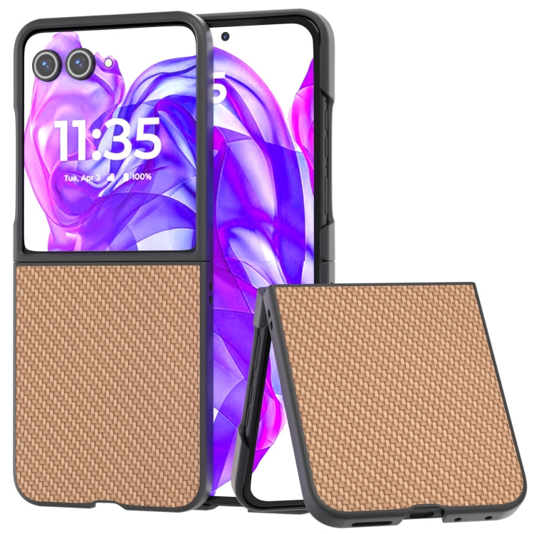 For Motorola Razr 50 Ultra Carbon Fiber Texture Protective Phone Case(Gold) by buy2fix