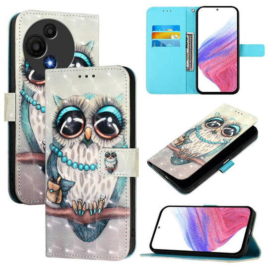 For TCL 605 / 60 SE 3D Painting Horizontal Flip Leather Phone Case(Grey Owl)