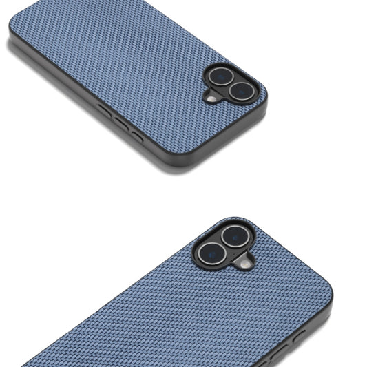 For iPhone 16 Carbon Fiber Texture Protective Phone Case(Light Blue) by buy2fix