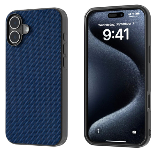 For iPhone 16 Plus Carbon Fiber Texture Protective Phone Case(Dark Blue) - iPhone 16 Plus Cases by buy2fix | Online Shopping UK | buy2fix