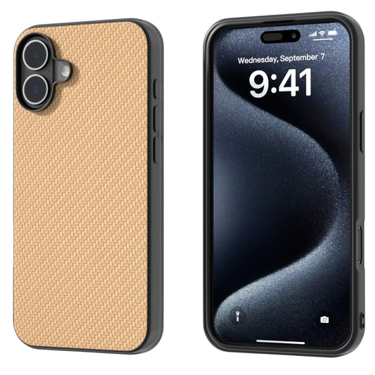 For iPhone 16 Plus Carbon Fiber Texture Protective Phone Case(Gold) by buy2fix