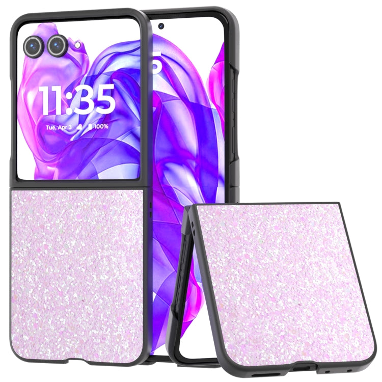 For Motorola Razr 50 Ultra Black Frame Colorful Glitter Phone Case(Glitter Pink) by buy2fix