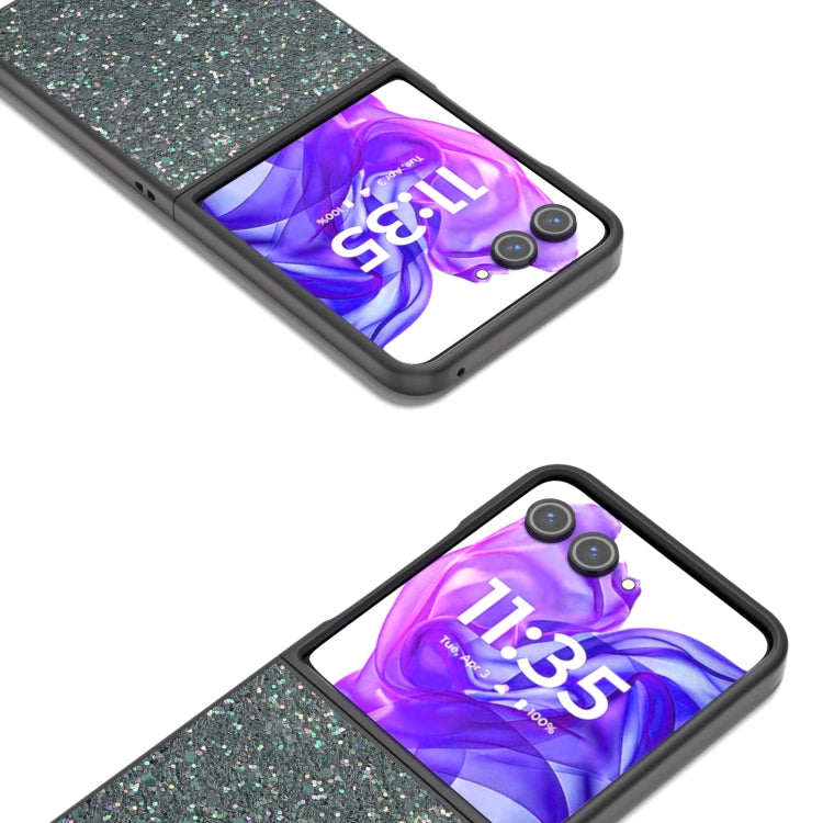 For Motorola Razr 50 Ultra Black Frame Colorful Glitter Phone Case(Black Green) by buy2fix