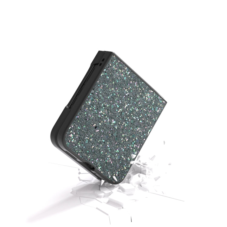 For Motorola Razr 50 Ultra Black Frame Colorful Glitter Phone Case(Black Green) by buy2fix