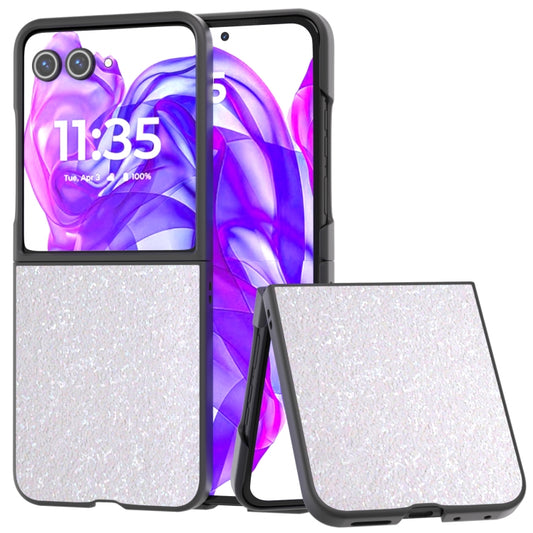 For Motorola Razr 50 Ultra Black Frame Colorful Glitter Phone Case(White) by buy2fix