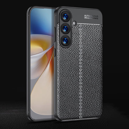 For Samsung Galaxy S25 5G Litchi Texture Shockproof TPU Phone Case(Black) by buy2fix