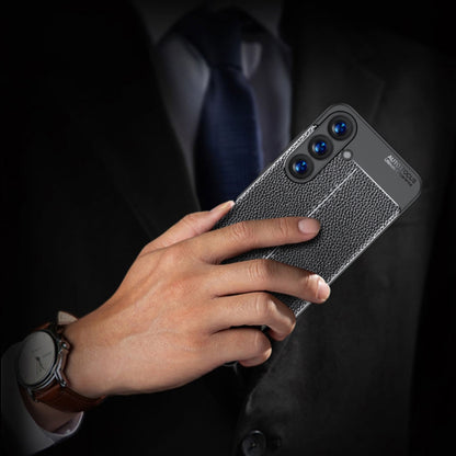 For Samsung Galaxy S25 5G Litchi Texture Shockproof TPU Phone Case(Black) by buy2fix