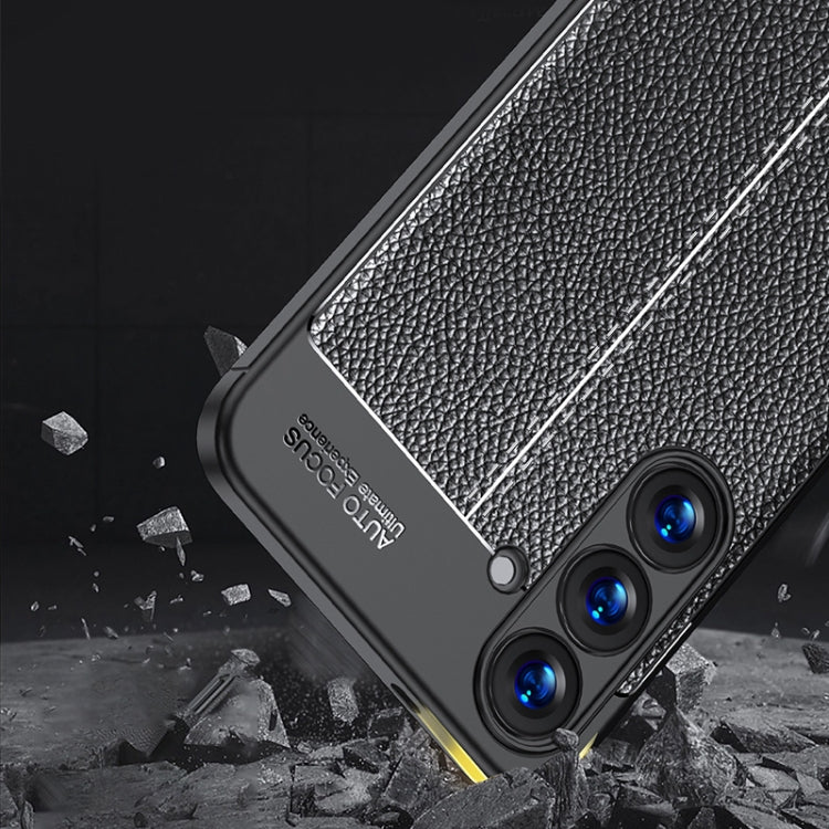 For Samsung Galaxy S25+ 5G Litchi Texture Shockproof TPU Phone Case(Black) by buy2fix