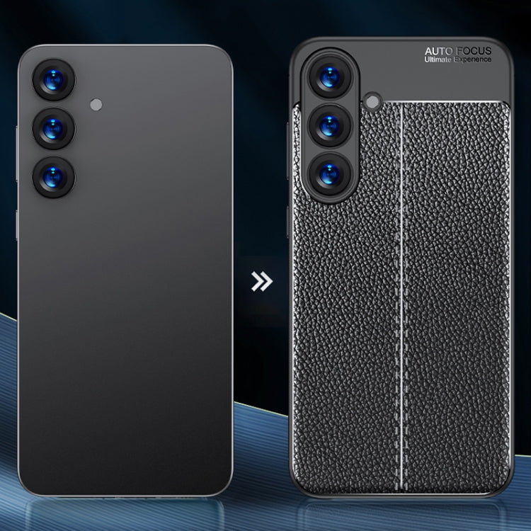 For Samsung Galaxy S25+ 5G Litchi Texture Shockproof TPU Phone Case(Black) by buy2fix