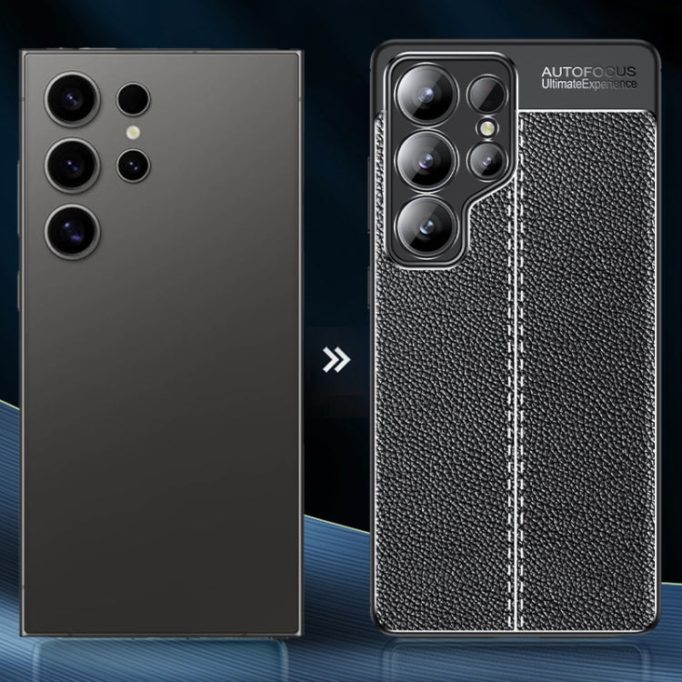 For Samsung Galaxy S25 Ultra 5G Litchi Texture Shockproof TPU Phone Case(Black) by buy2fix