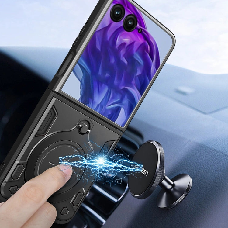 For Motorola Razr 50 Ultra CD Texture Magnetic Holder Phone Case(Red) by buy2fix