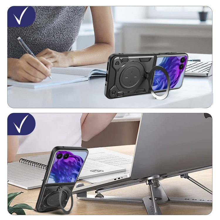 For Motorola Razr 50 Ultra CD Texture Magnetic Holder Phone Case(Red) by buy2fix