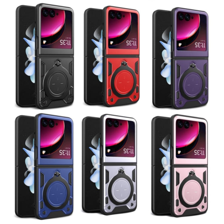For Motorola Razr 50 CD Texture Magnetic Holder Phone Case(Pink) by buy2fix