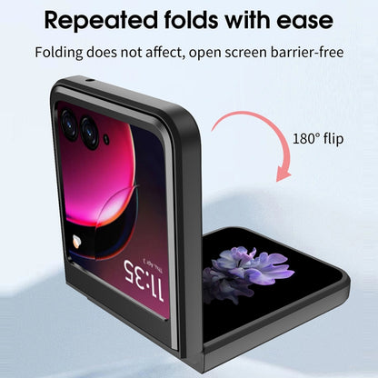 For Motorola Razr 50 CD Texture Magnetic Holder Phone Case(Black) by buy2fix