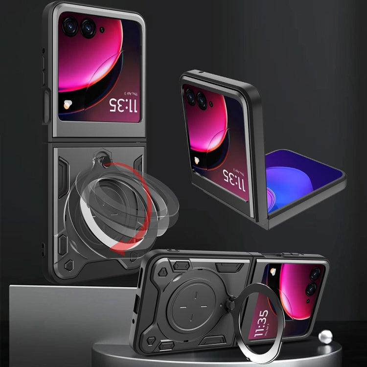 For Motorola Razr 50 CD Texture Magnetic Holder Phone Case(Red) by buy2fix