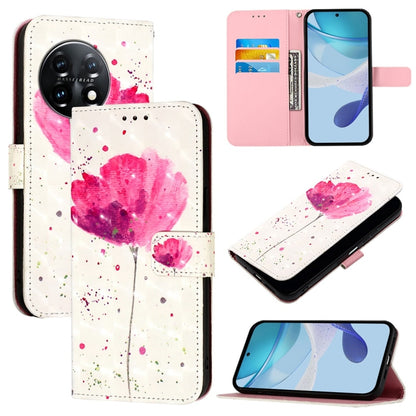 For OnePlus 11 3D Painting Horizontal Flip Leather Phone Case(Flower) - OnePlus Cases by buy2fix | Online Shopping UK | buy2fix